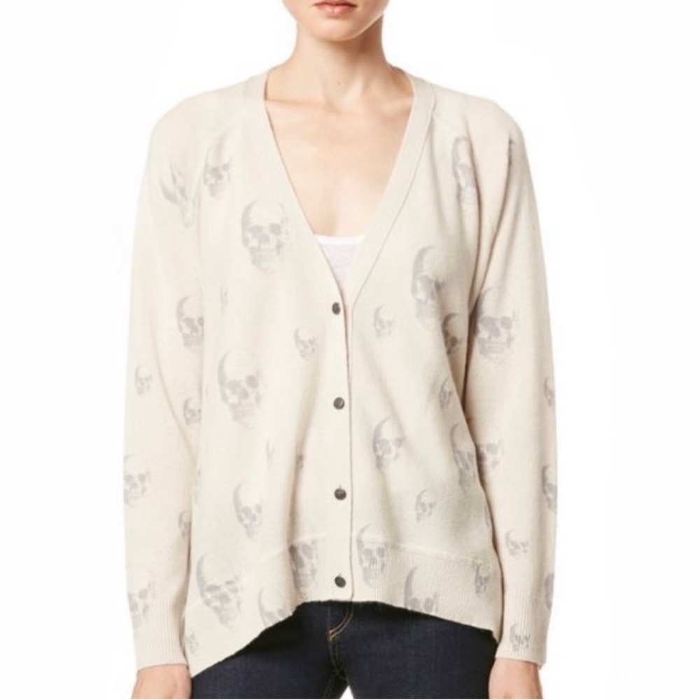 Skull Cashmere Chaos Swingy Button Up Cardigan